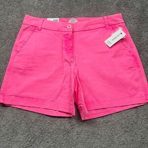 NEW Crown & Ivy Women's 6 Caroline Pink Chino Flat Front Shorts